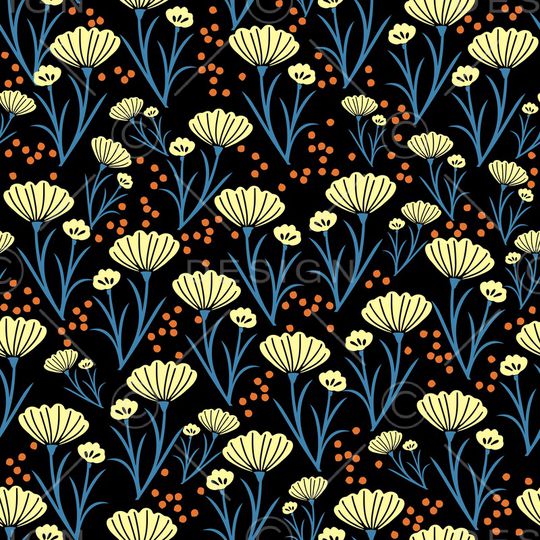 黑底花卉印花华亿平台图片