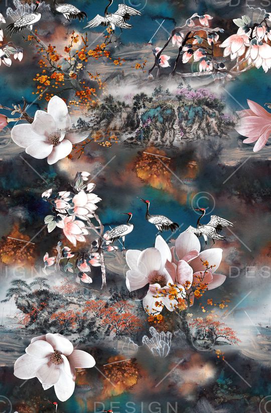 仙鹤印花华亿平台图片