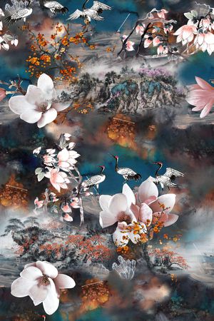 仙鹤印花华亿平台图片