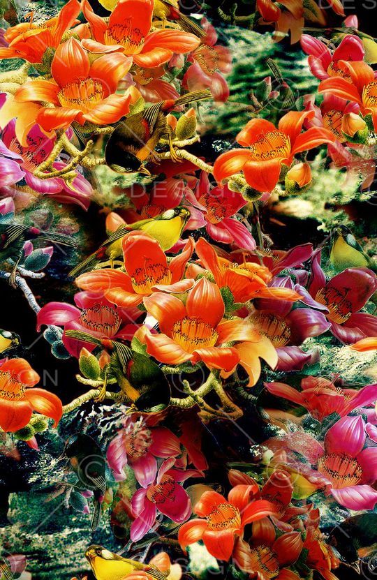 缠枝花卉印花华亿平台图片