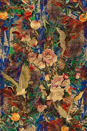 仙鹤印花华亿平台图片