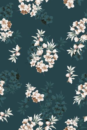 黑底花卉印花华亿平台图片