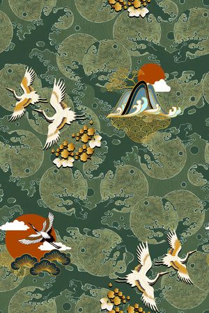 仙鹤印花华亿平台图片