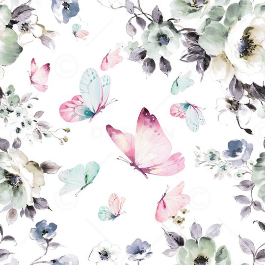 花卉蝴蝶印花华亿平台图片