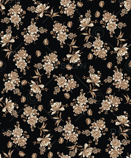 黑底花卉印花华亿平台图片