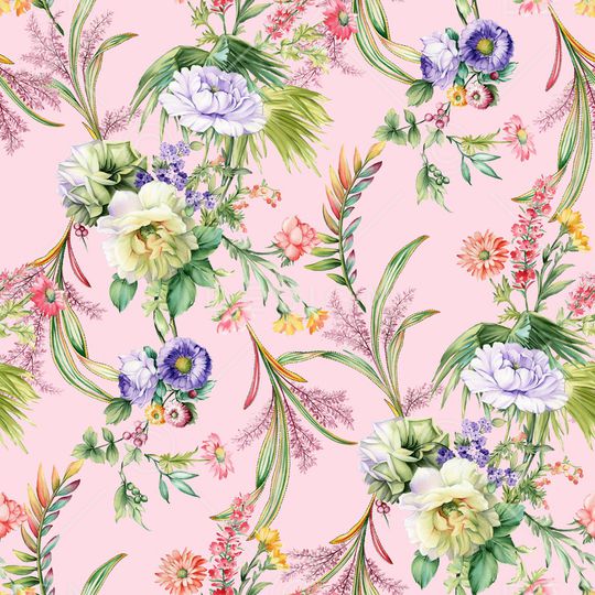 手绘花卉印花华亿平台图片