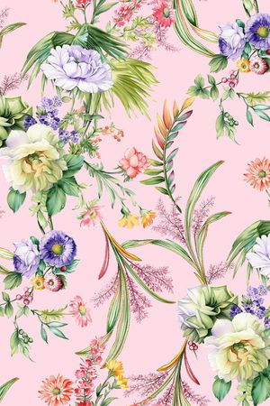 手绘花卉印花华亿平台图片