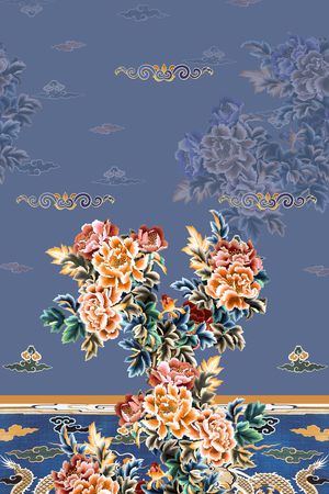 中国风定位花印花华亿平台图片