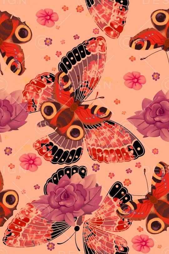 花卉蝴蝶印花华亿平台图片