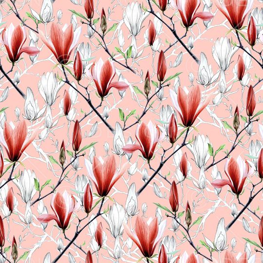 玉兰花印花华亿平台图片