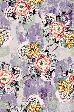 抽象花卉印花华亿平台图片