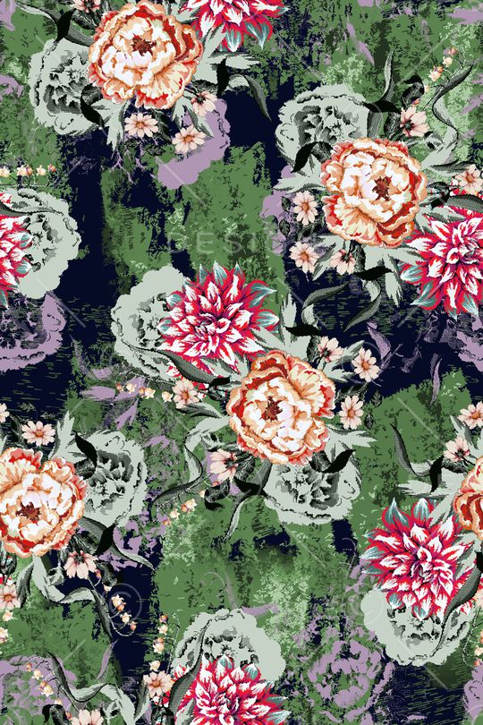 抽象花卉印花华亿平台图片