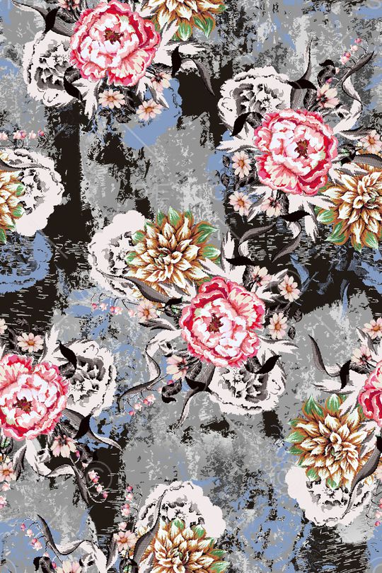 抽象花卉印花华亿平台图片