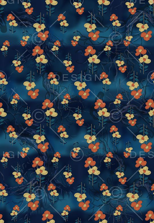 手绘花卉印花华亿平台图片