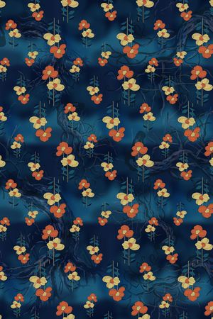 手绘花卉印花华亿平台图片