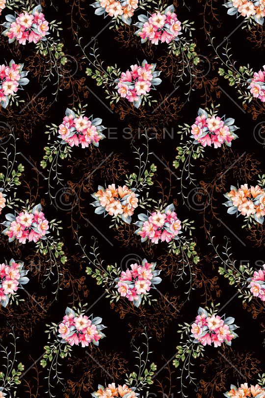 清爽底花卉印花华亿平台图片