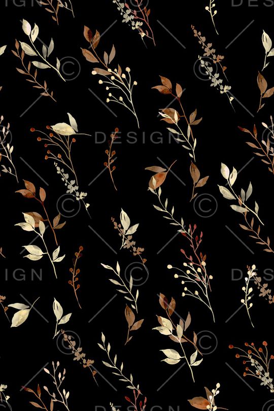 黑底花卉印花华亿平台图片