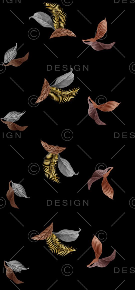 黑底花卉印花华亿平台图片