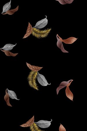 黑底花卉印花华亿平台图片