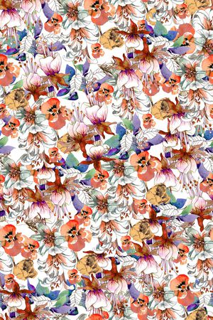 水彩花卉印花华亿平台图片