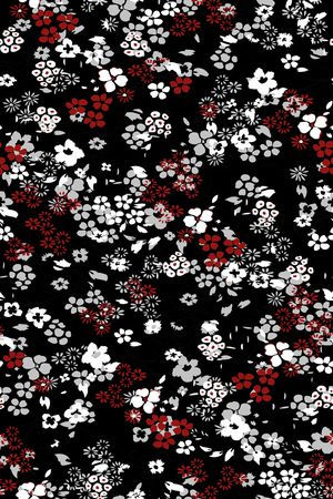 黑底花卉印花华亿平台图片