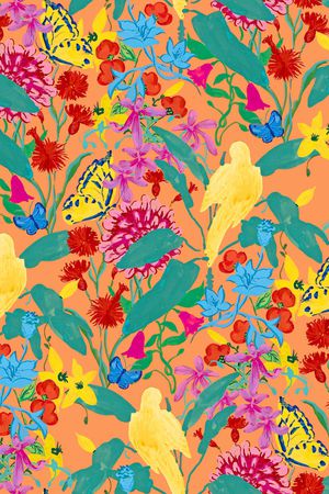 花鸟印花华亿平台图片