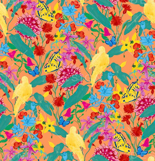 花鸟印花华亿平台图片