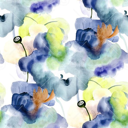 水彩花卉印花华亿平台图片