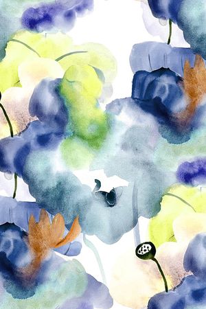 水彩花卉印花华亿平台图片