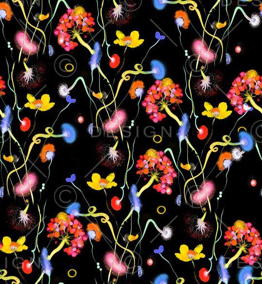 手绘花卉印花华亿平台图片