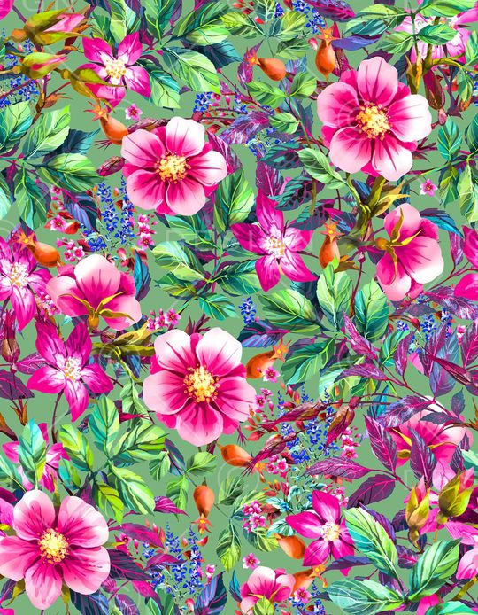 浪漫花卉印花华亿平台图片