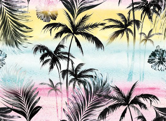 椰子树印花华亿平台图片