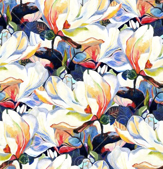 手绘大花印花华亿平台图片