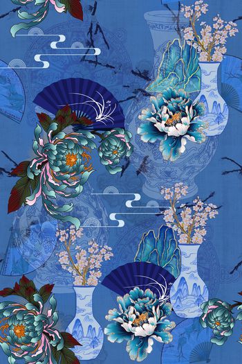 扇子印花华亿平台图片