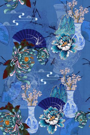 扇子印花华亿平台图片