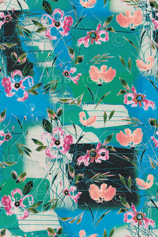 几何花卉印花华亿平台图片