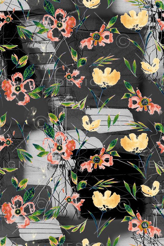 几何花卉印花华亿平台图片