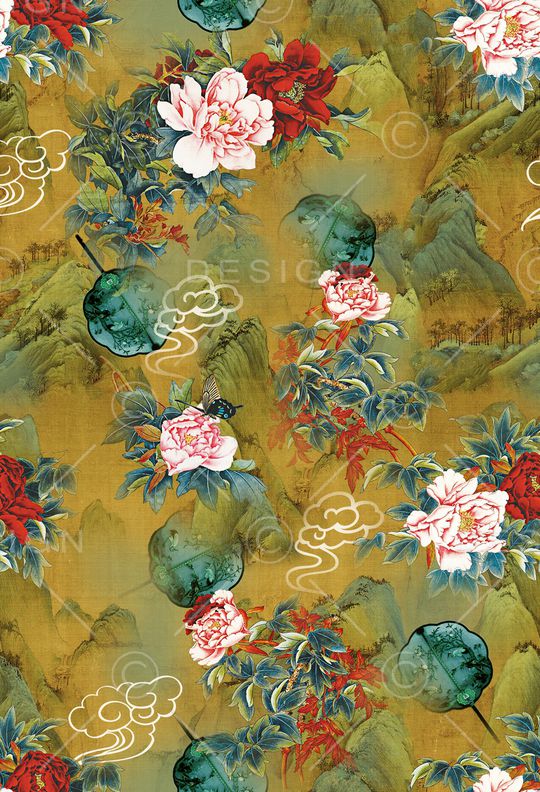 彩底花卉印花华亿平台图片