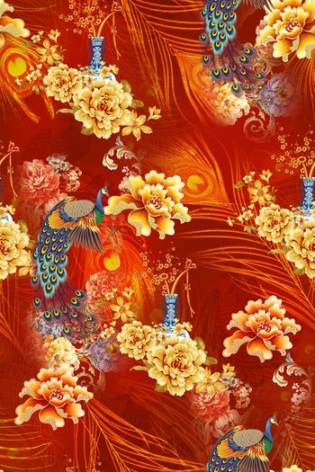 彩底花卉印花华亿平台图片