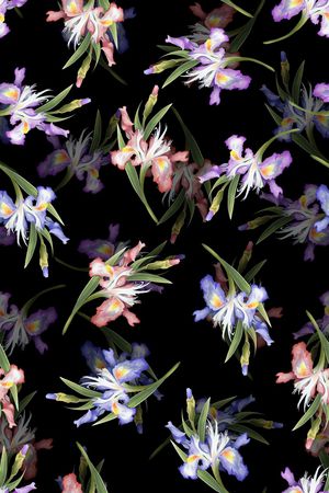 黑底花卉印花华亿平台图片