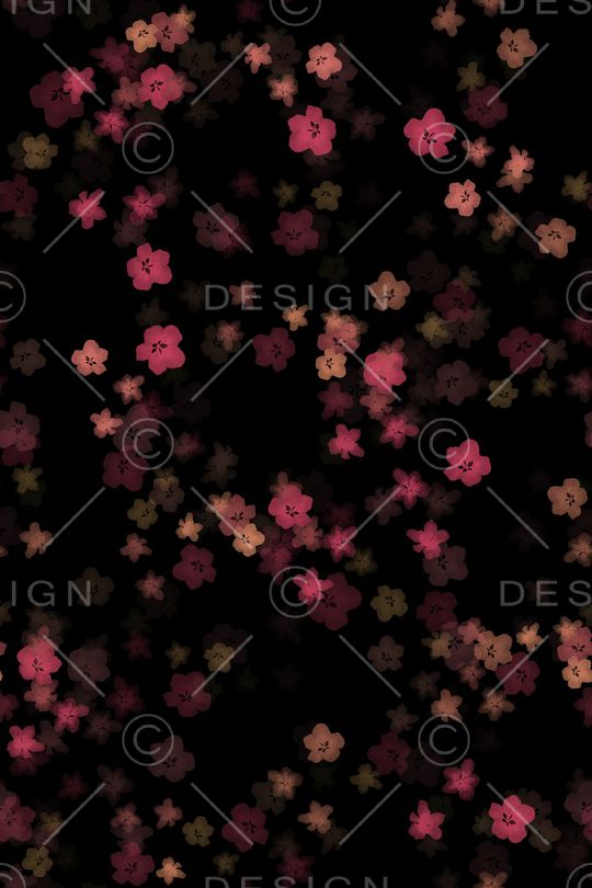 黑底花卉印花华亿平台图片