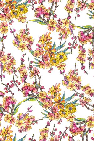 清爽底花卉印花华亿平台图片