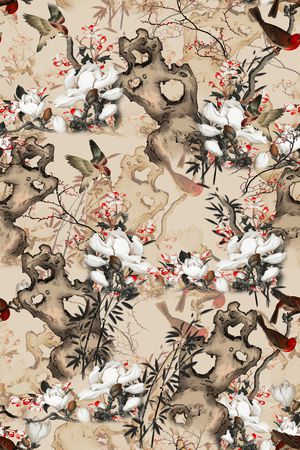 绿植树叶印花华亿平台图片