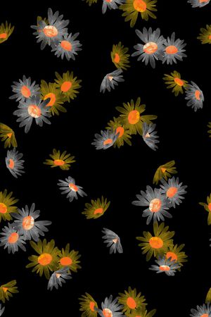 黑底花卉印花华亿平台图片