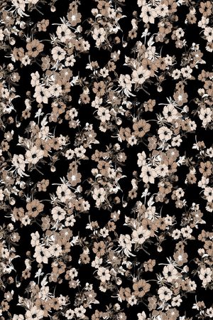 黑底花卉印花华亿平台图片