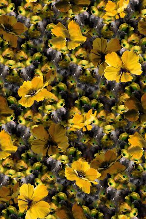 黑底花卉印花华亿平台图片