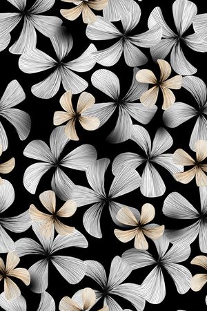 黑底花卉印花华亿平台图片