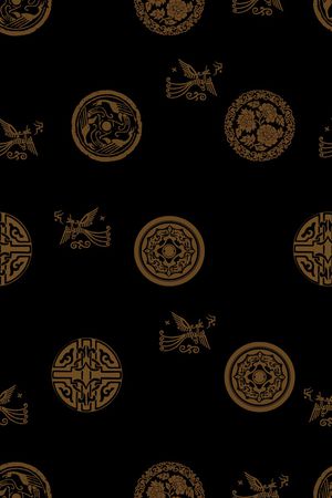 黑底花卉印花华亿平台图片