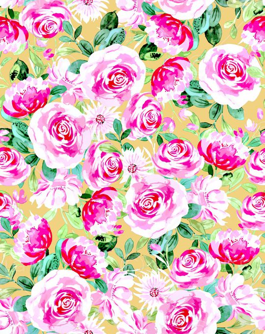 水彩花卉印花华亿平台图片