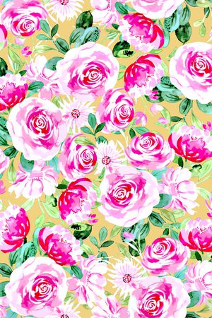 水彩花卉印花华亿平台图片